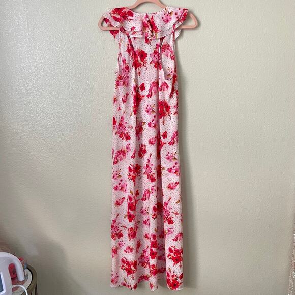 Oscar De La Renta Dress Womens Small Red Pink Label Floral Maxi Nightgown Slip - Picture 8 of 11